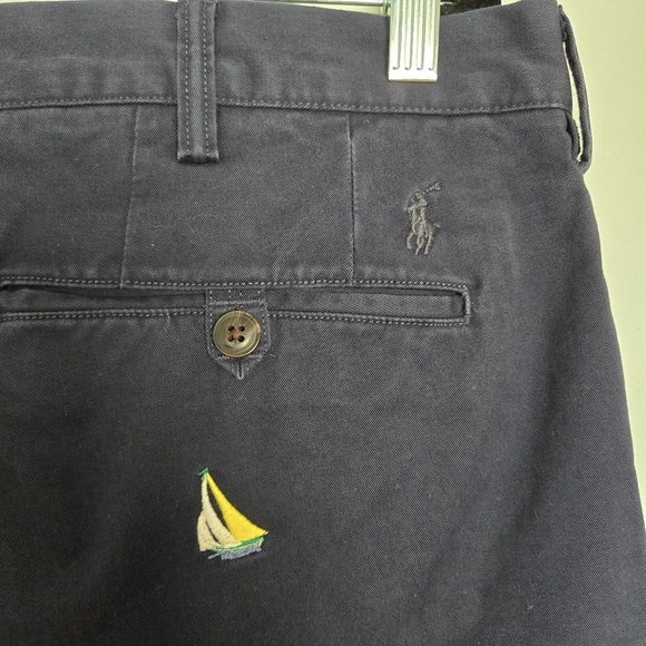 Polo Ralph Lauren Navy Stretch Straight Fit Sailboat Motif Chino Pants Sz 36X34 - Picture 9 of 12